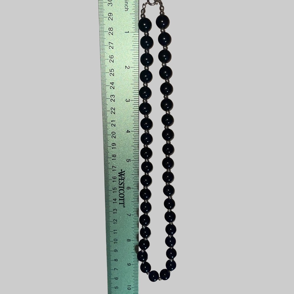 Classic Black & Silver tone Beaded Necklace - Picture 2 of 2